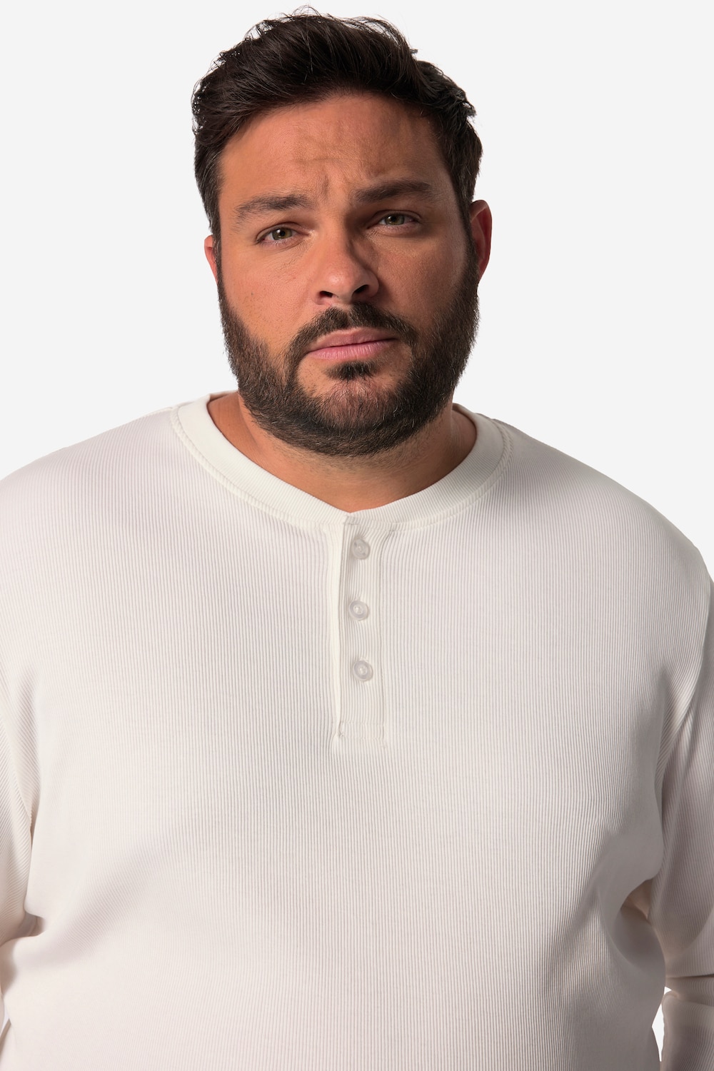 Stora storlekar Henley, Her, vit, storlek: 4XL, Bomull, John F. Gee