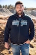 Men+ sweatjakke, stående krave, brystprint, op til str. 8XL