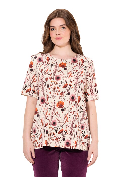 Tričko, květy, kulatý výstřih, krátké rukávy, biobavlna