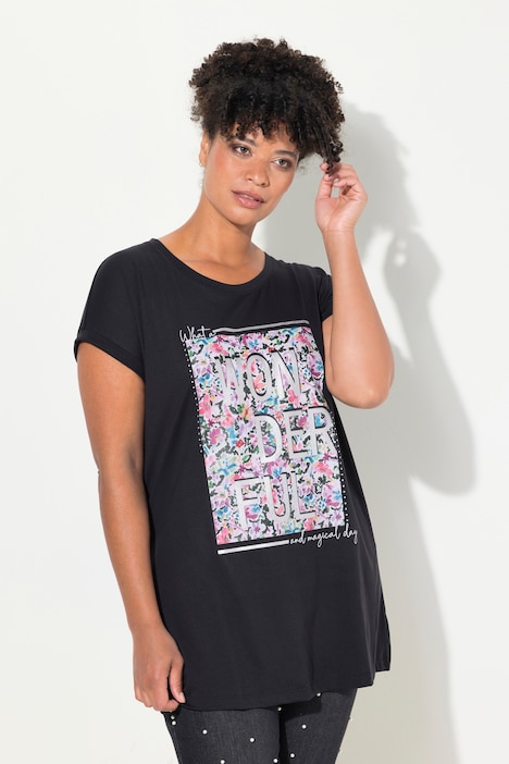 T-Shirt, oversized, farbiger Print, Rundhals