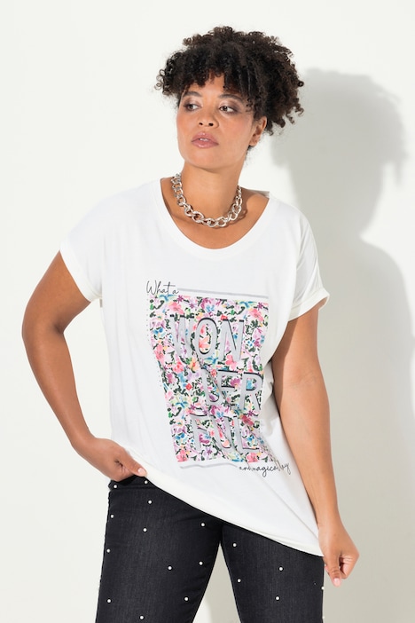 T-Shirt, oversized, farbiger Print, Rundhals