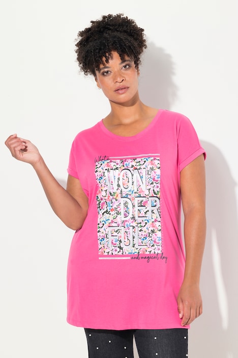 T-Shirt, oversized, farbiger Print, Rundhals