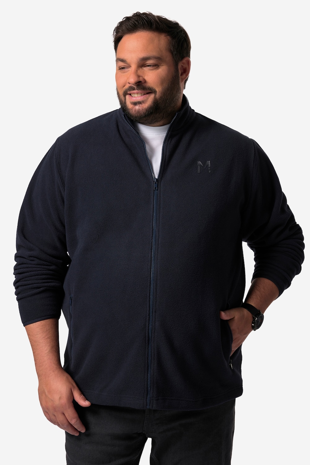 Stora storlekar Fleecejacke, Her, blå, storlek: L, Polyester, Men Plus