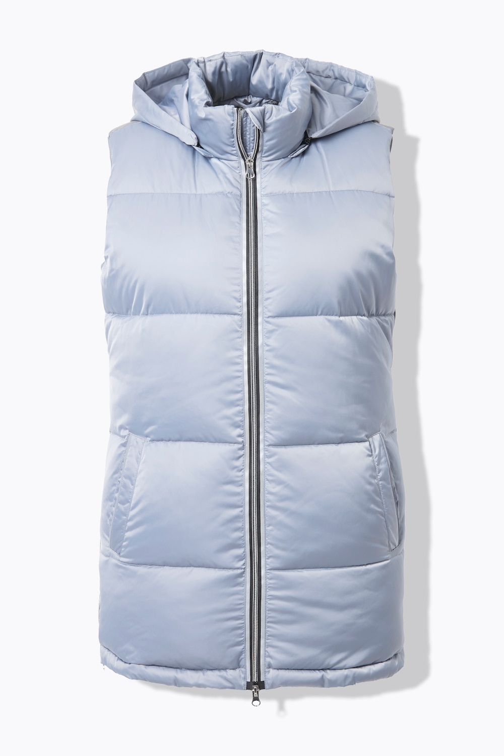 Stora storlekar Lång quiltad väst, Dam, grå, storlek: 54/56, Polyester, Ulla Popken