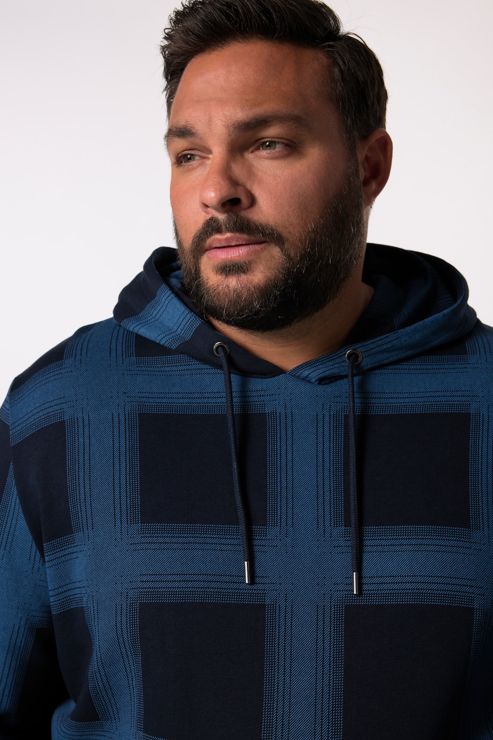 Stora storlekar Hoodie, Her, blå, storlek: XL, Bomull, Men Plus