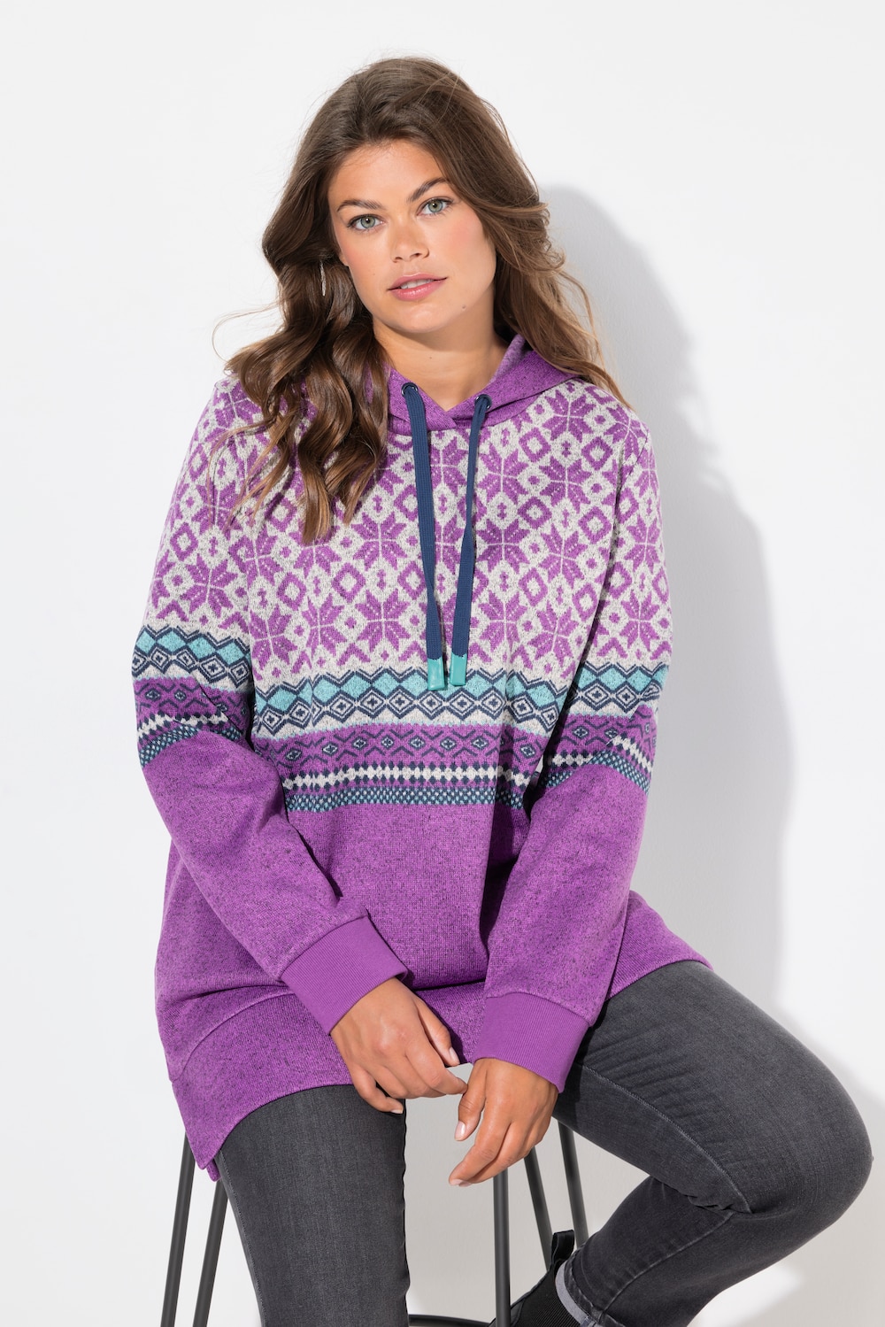 Große Größen Norweger Longsweat, Damen, rosa, Größe: XL, LAURASON