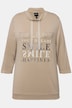 Sweatshirt, metallic tekstmotief, opstaande kraag, 3/4-mouwen