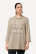 Sweatshirt, metallic tekstmotief, opstaande kraag, 3/4-mouwen