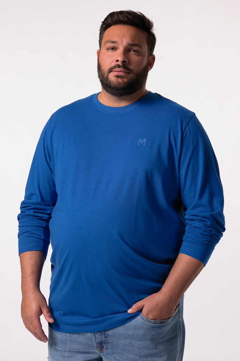 Men+ shirt met lange mouwen, basic, ronde hals, tot 8XL