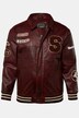 Blouson en cuir véritable STHUGE, esprit Teddy américain, col chemise - jusqu'au 7 XL