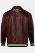 Blouson en cuir véritable STHUGE, esprit Teddy américain, col chemise - jusqu'au 7 XL