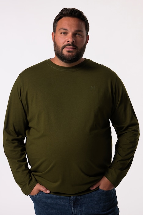 Men+ Langarmshirt, Basic, Bauchfit, Rundhals, bis 8 XL