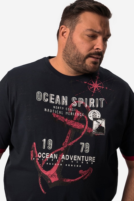 Men+ T-Shirt, Halbarm, großer Print, Rundhals, bis 8 XL