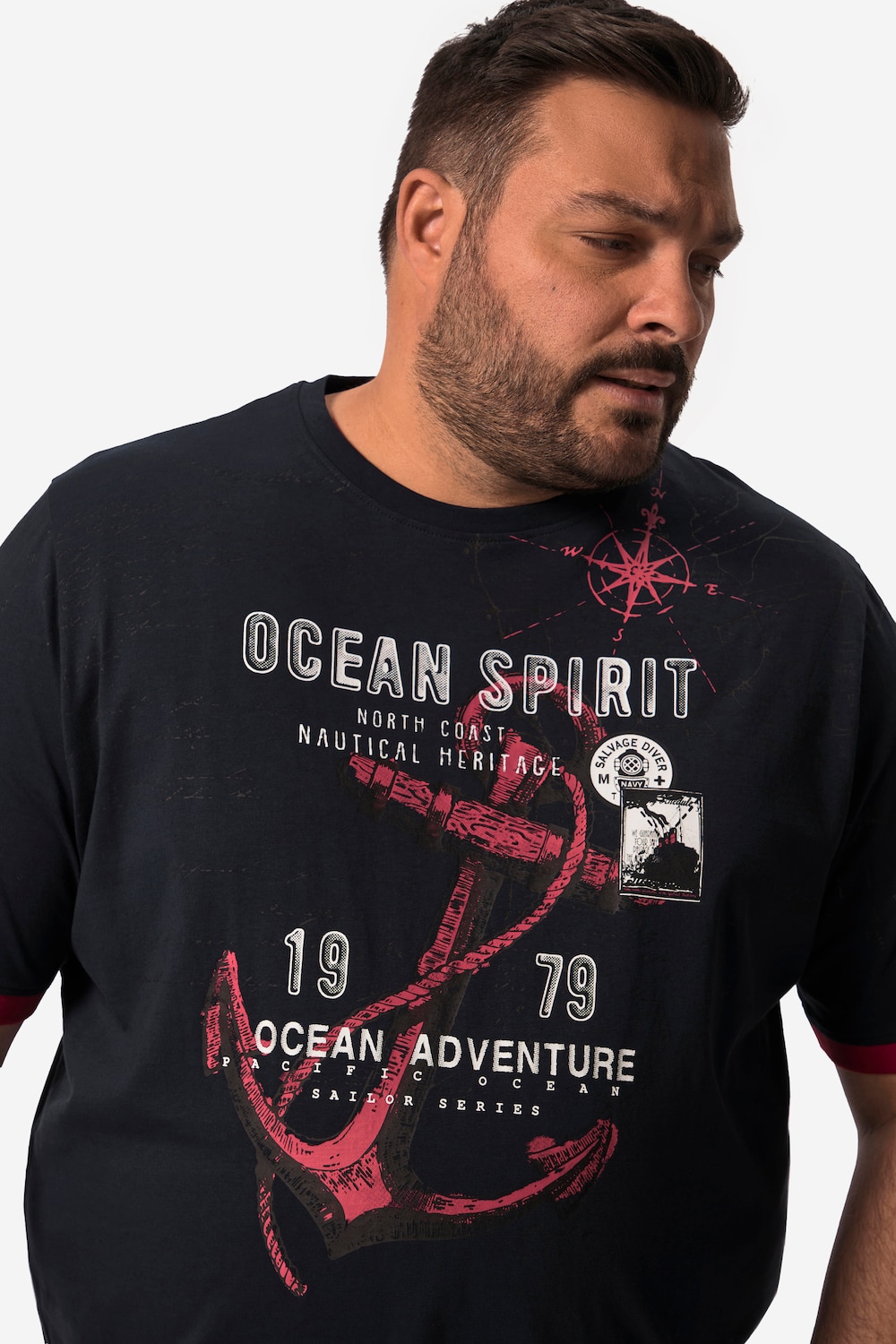 Stora storlekar T-shirt, Her, blå, storlek: 6XL, Bomull, Men Plus