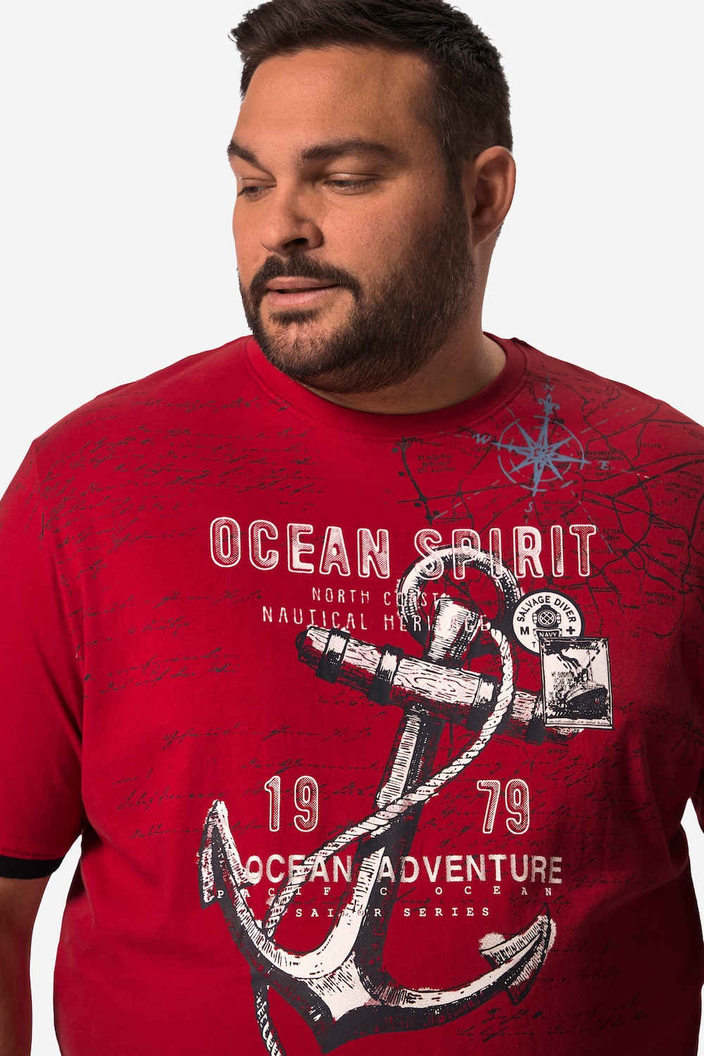 Stora storlekar T-shirt, Her, röd, storlek: 6XL, Bomull, Men Plus