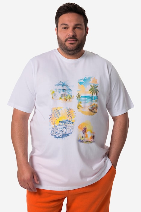 Men+ T-Shirt, Halbarm, großer Print, Rundhals, bis 8 XL