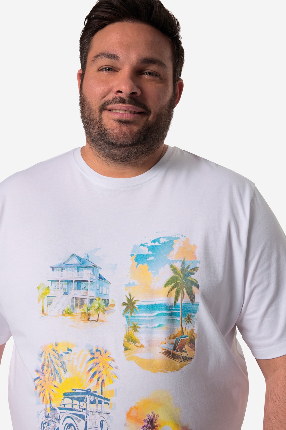 Stora storlekar T-shirt, Her, vit, storlek: L, Bomull, Men Plus
