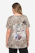 Half-Sleeve Crew Neck Leopard Pattern T-Shirt with Large Tiger Print