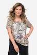 Half-Sleeve Crew Neck Leopard Pattern T-Shirt with Large Tiger Print