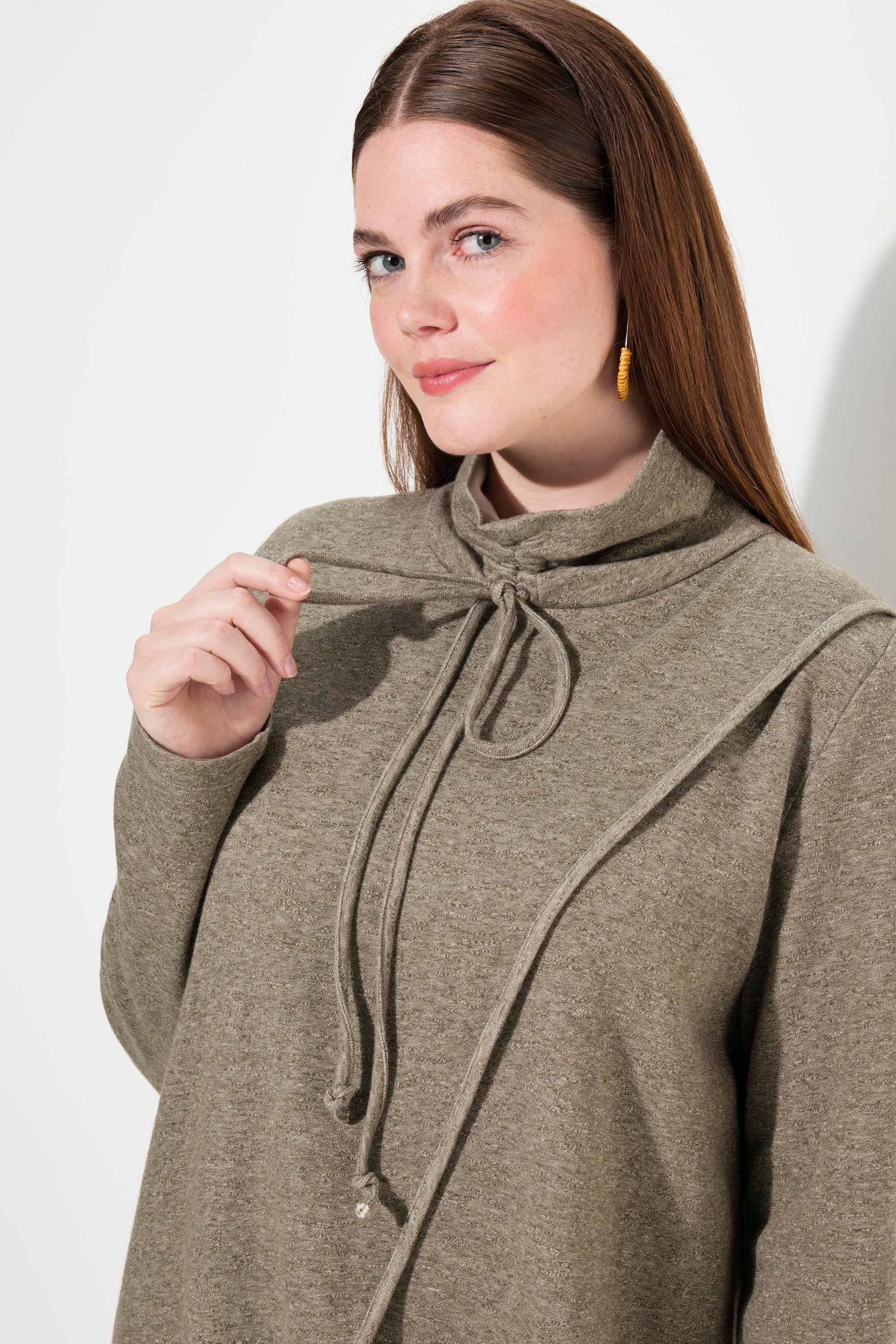 Ulla Popken Damen große Größen Long Sweatshirt Stehkragen Langarm