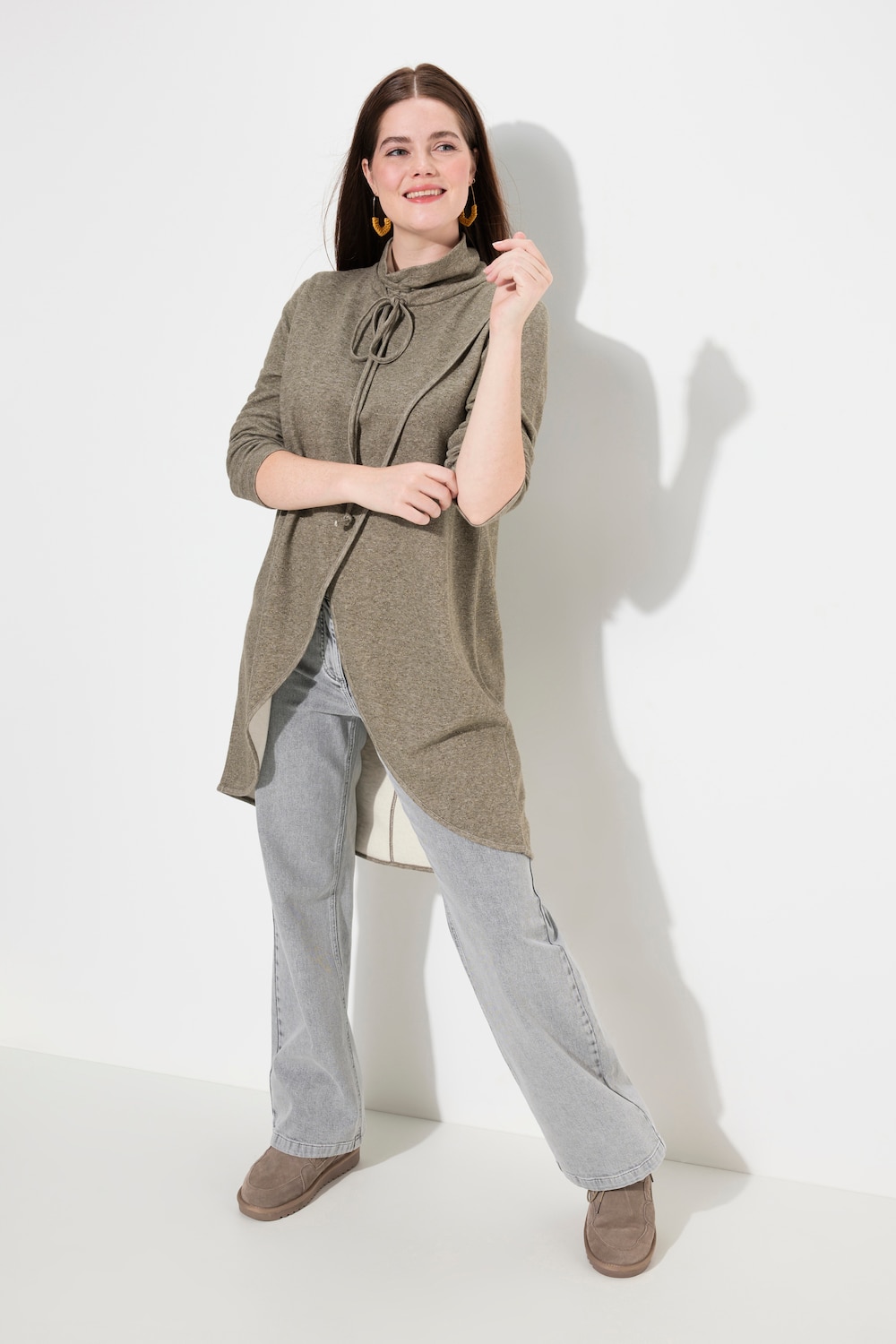 Große Größen Long-Sweatshirt, Damen, braun, Größe: 46/48, Baumwolle, Ulla Popken