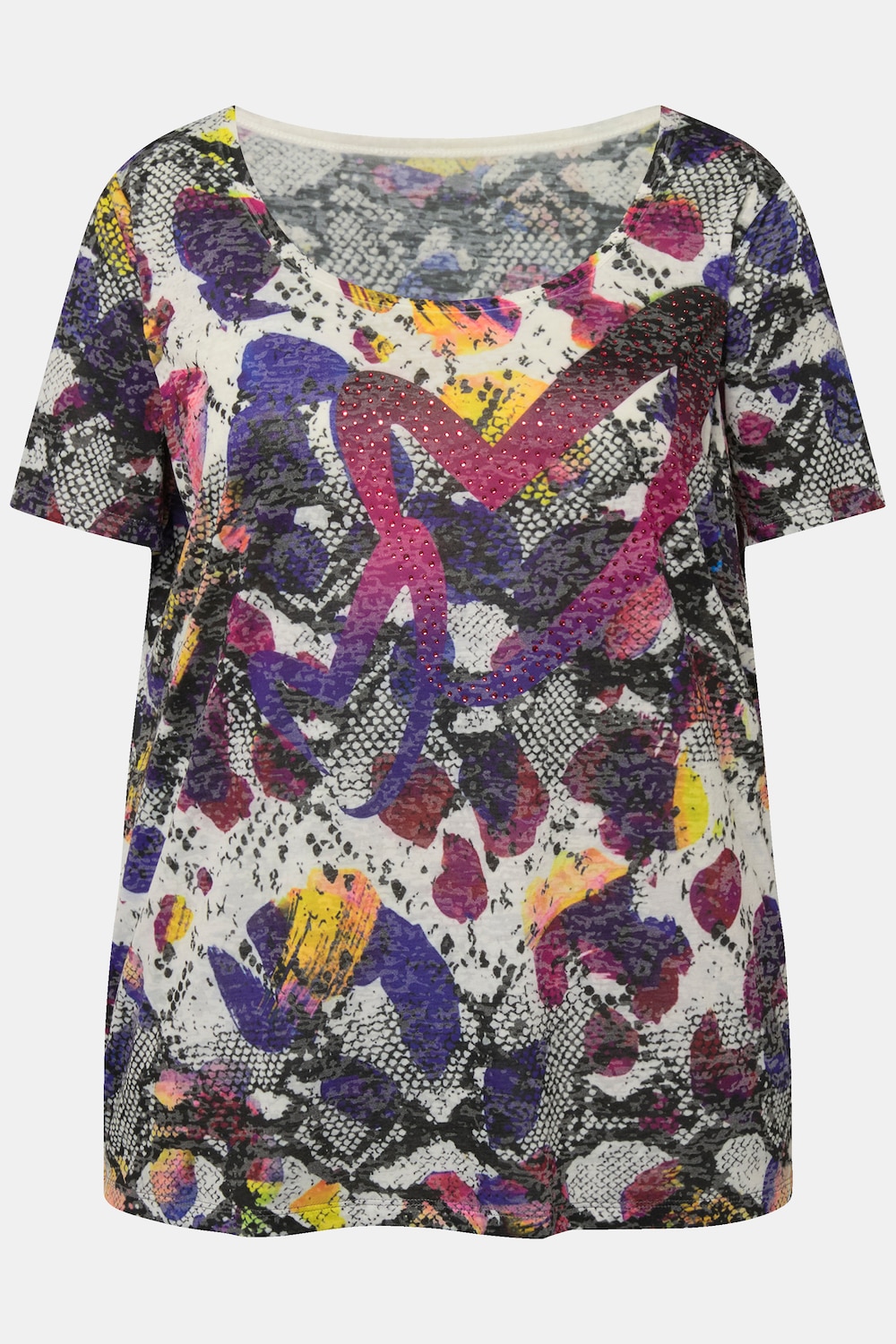 Stora storlekar T-shirt, Dam, vit, storlek: 46, Polyester/Viskos, Mia Moda