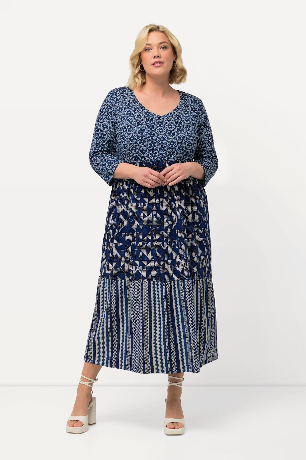 Große Größen Jerseykleid, Damen, blau, Größe: 50/52, Baumwolle, Ulla Popken