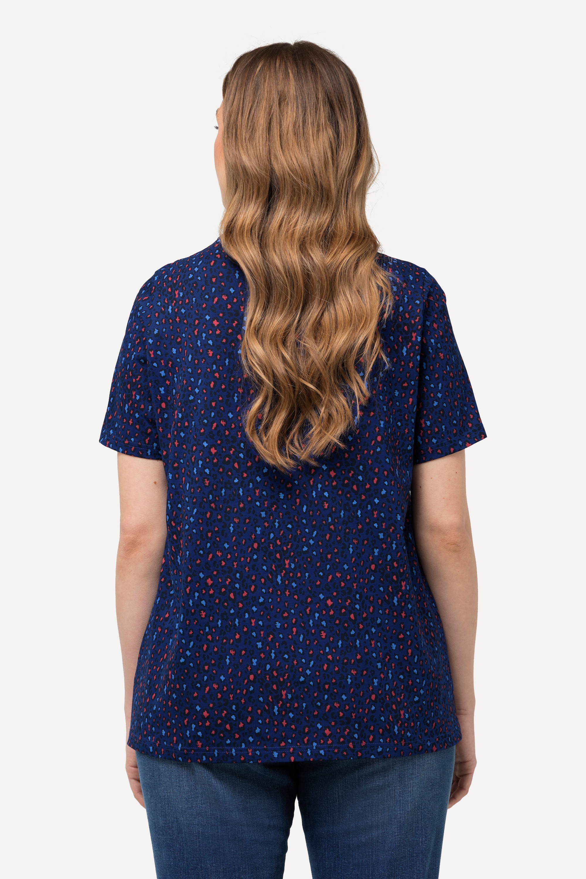 Ulla Popken Damen große Größen T Shirt Zierfalten A Linie V Ausschnitt
