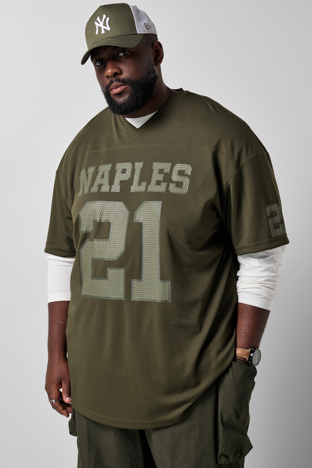 T-Shirt, Trikot, Halbarm, oversized, Mesh, Football-Print, bis 8 XL
