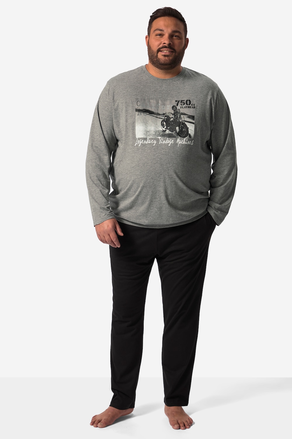 Men+ pyjama, tweedelig, Buik-Fit, shirt met lange mouwen, lange broek, tot 8XL