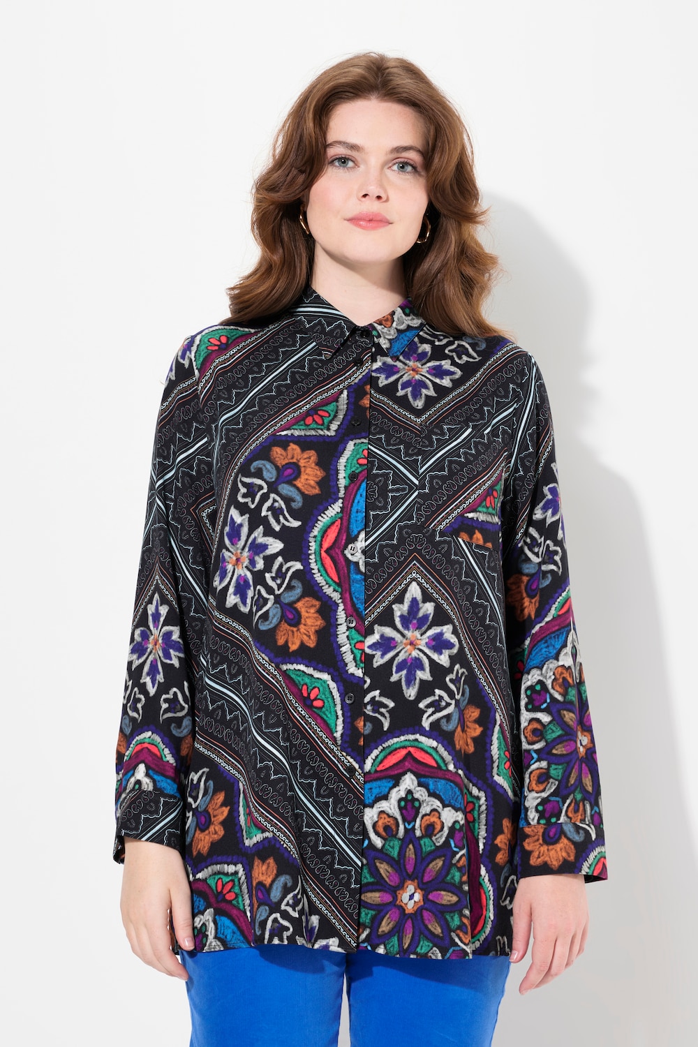 Große Größen Hemdbluse, Damen, schwarz, Größe: 50/52, Viskose, Ulla Popken