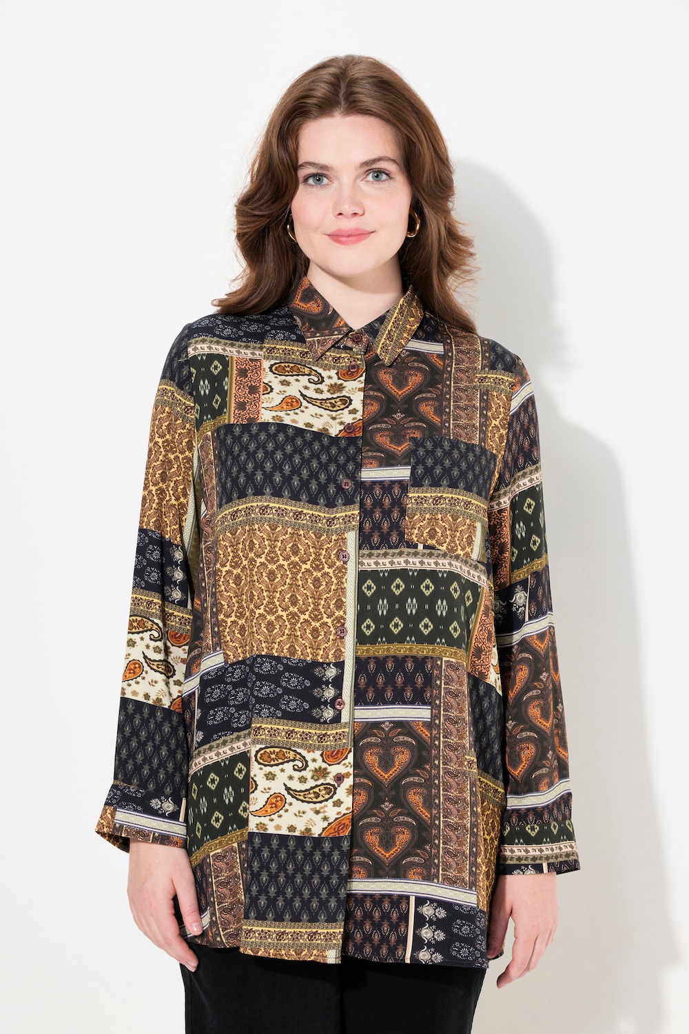 Große Größen Hemdbluse, Damen, gelb, Größe: 46/48, Viskose, Ulla Popken