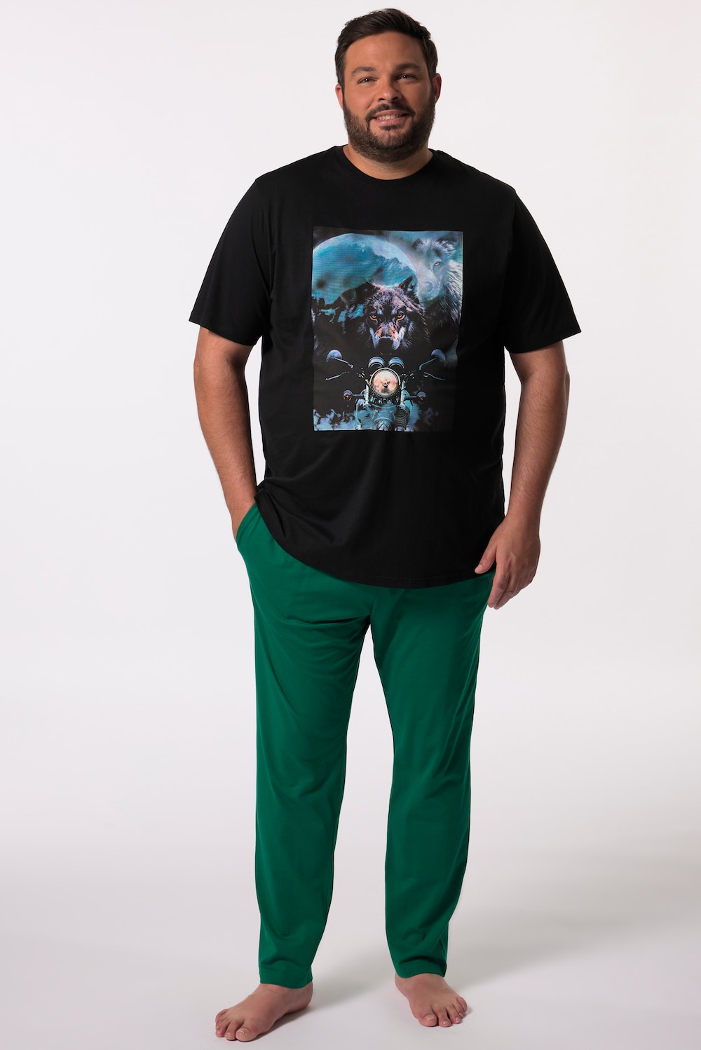 Men+ pyjama, tweedelig, T-shirt, lange broek, tot 8XL