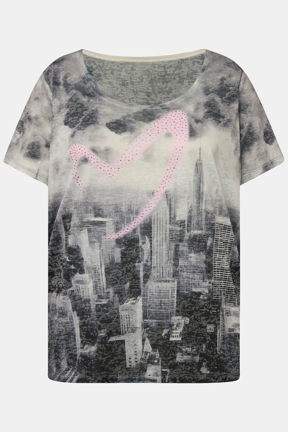 Stora storlekar T-shirt, Dam, svart, storlek: 46, Polyester/Viskos, Mia Moda