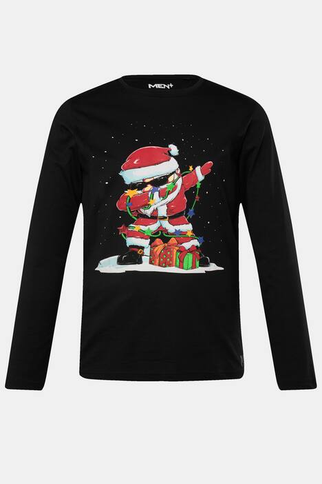Men+ T-Shirt, Langarm, großer XMAS-Print, Rundhals, bis 8 XL