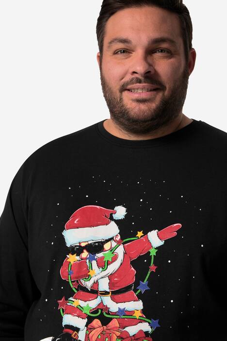 Men+ T-Shirt, Langarm, großer XMAS-Print, Rundhals, bis 8 XL