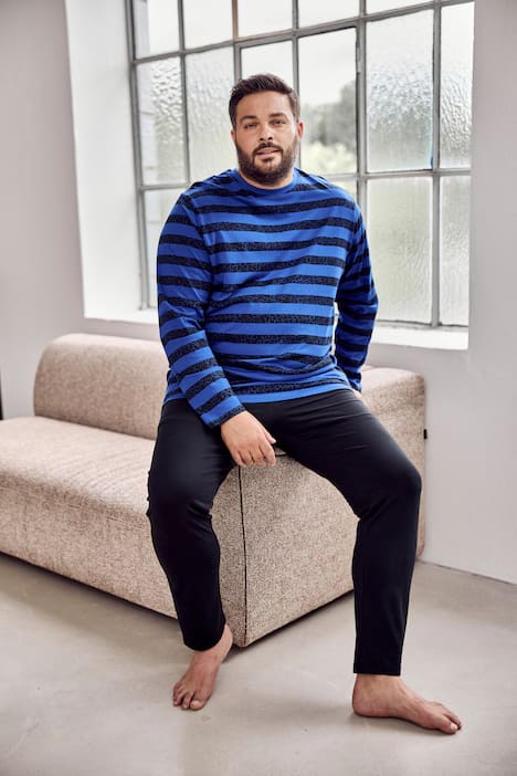 Men+ Schlafanzug, Zweiteiler, Ringel, Langarm, bis 8 XL