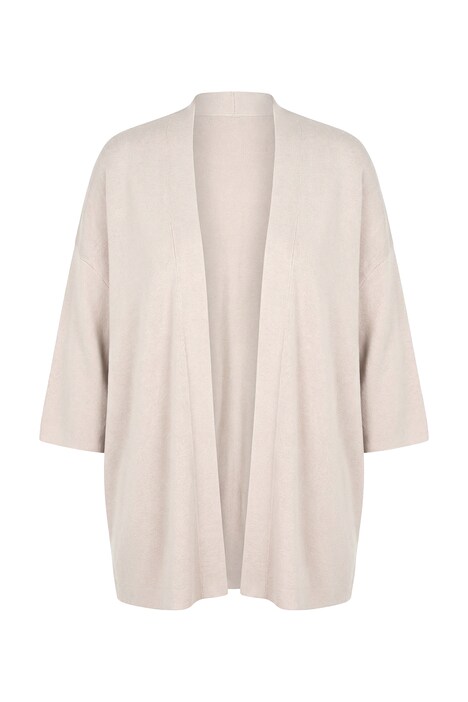 Rozepínací svetr, oversize, otevřené okraje, šálový límec, krátké rukávy