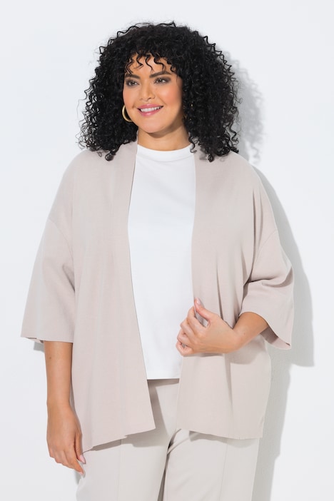 Vest, oversized, open model, sjaalkraag, korte mouwen