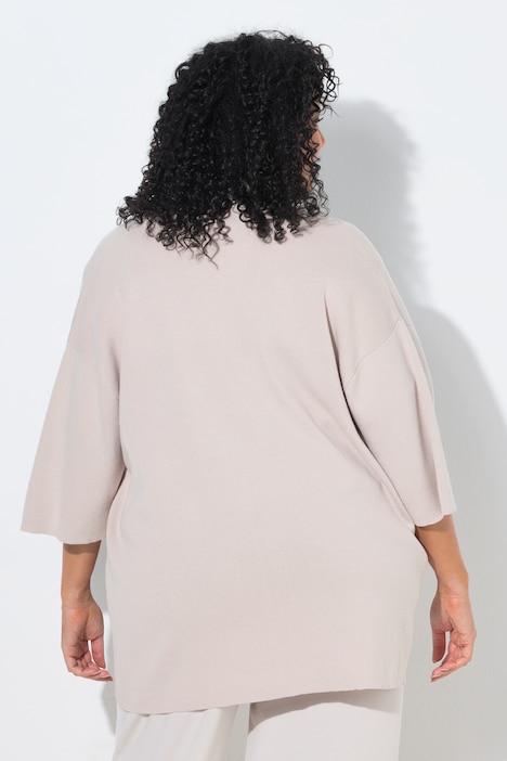 Vest, oversized, open model, sjaalkraag, korte mouwen