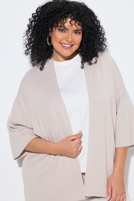 Vest, oversized, open model, sjaalkraag, korte mouwen