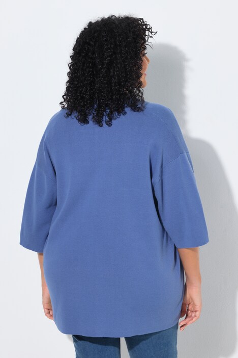 Vest, oversized, open model, sjaalkraag, korte mouwen