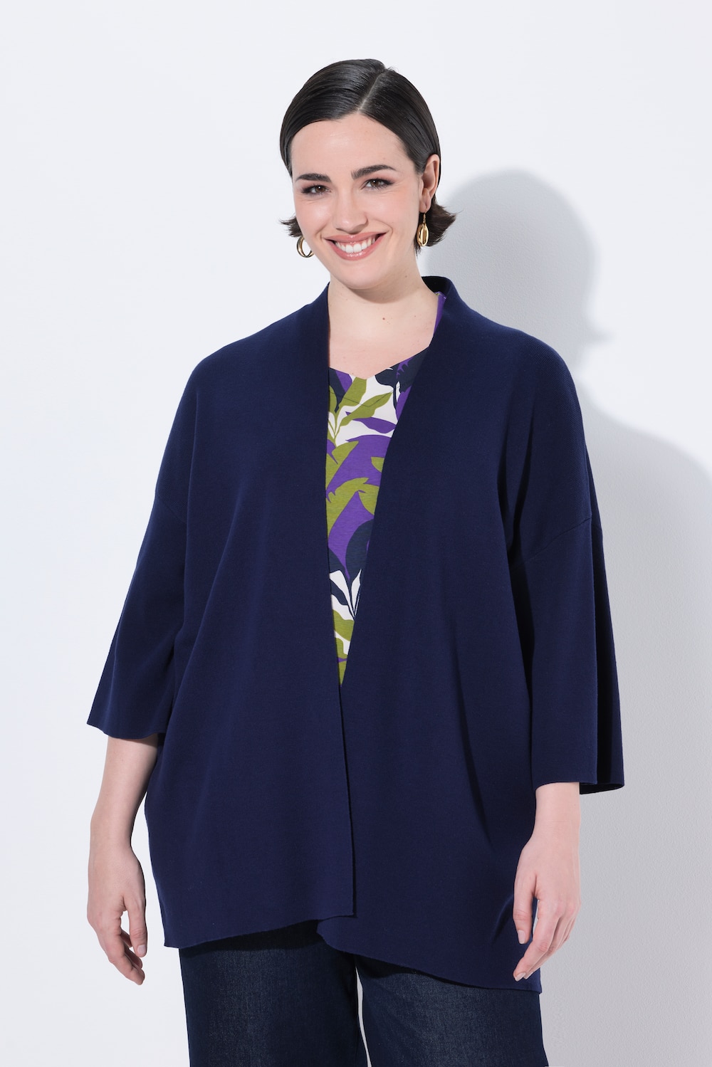 Große Größen Strickjacke, Damen, blau, Größe: 50/52, Baumwolle, Ulla Popken