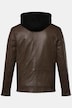 Men+ læderjakke, læder, aftagelig jersey-hætte, lynlås, op til str. 7 XL