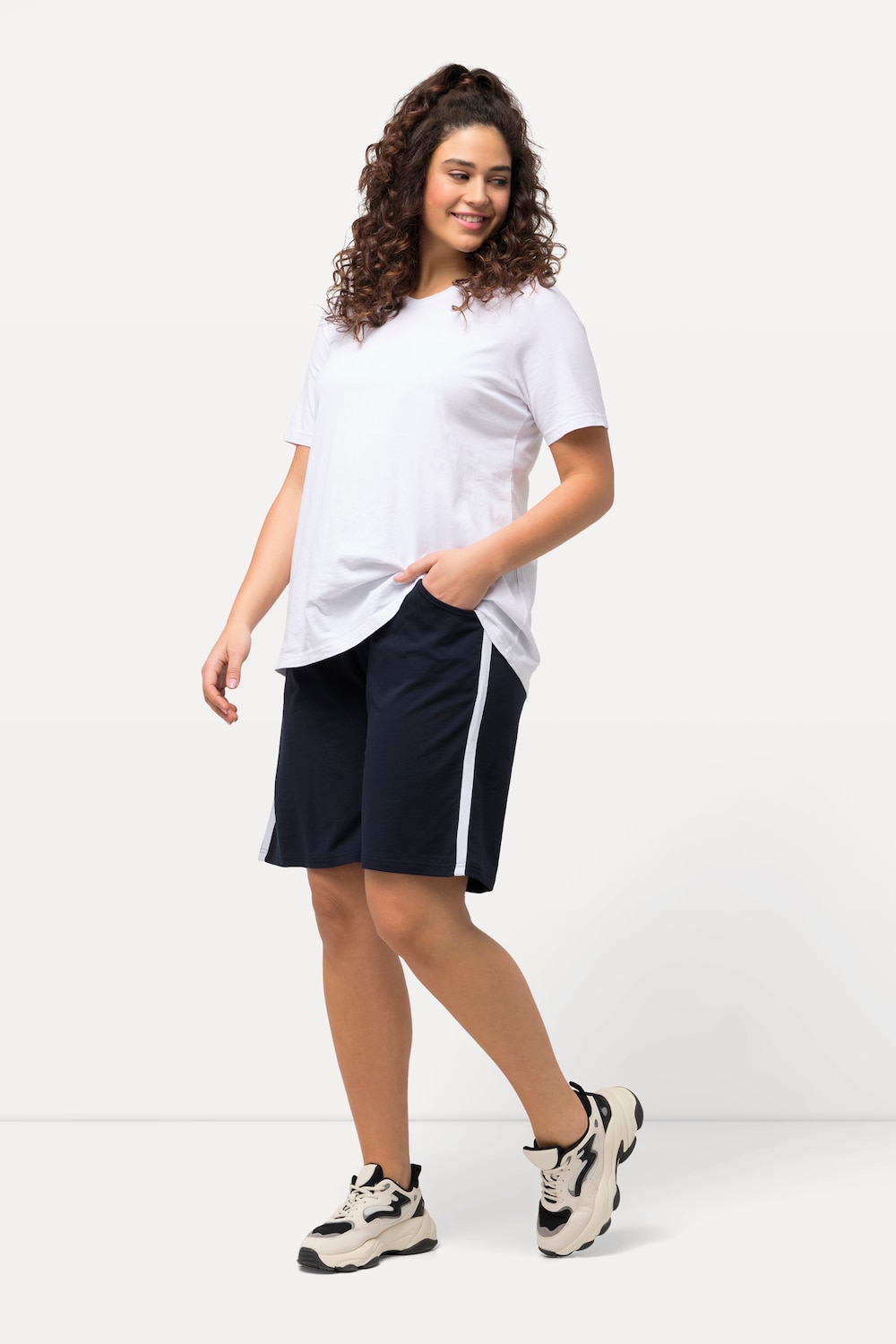 Große Größen Jerseyshorts, Damen, blau, Größe: 42/44, Baumwolle, Ulla Popken