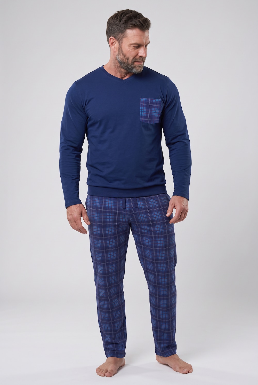 pyjamas, todelt, magepassform, lange ermer, opptil 8 XL