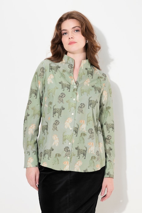 Country Floral Goblet Collar Button-Down Shirt