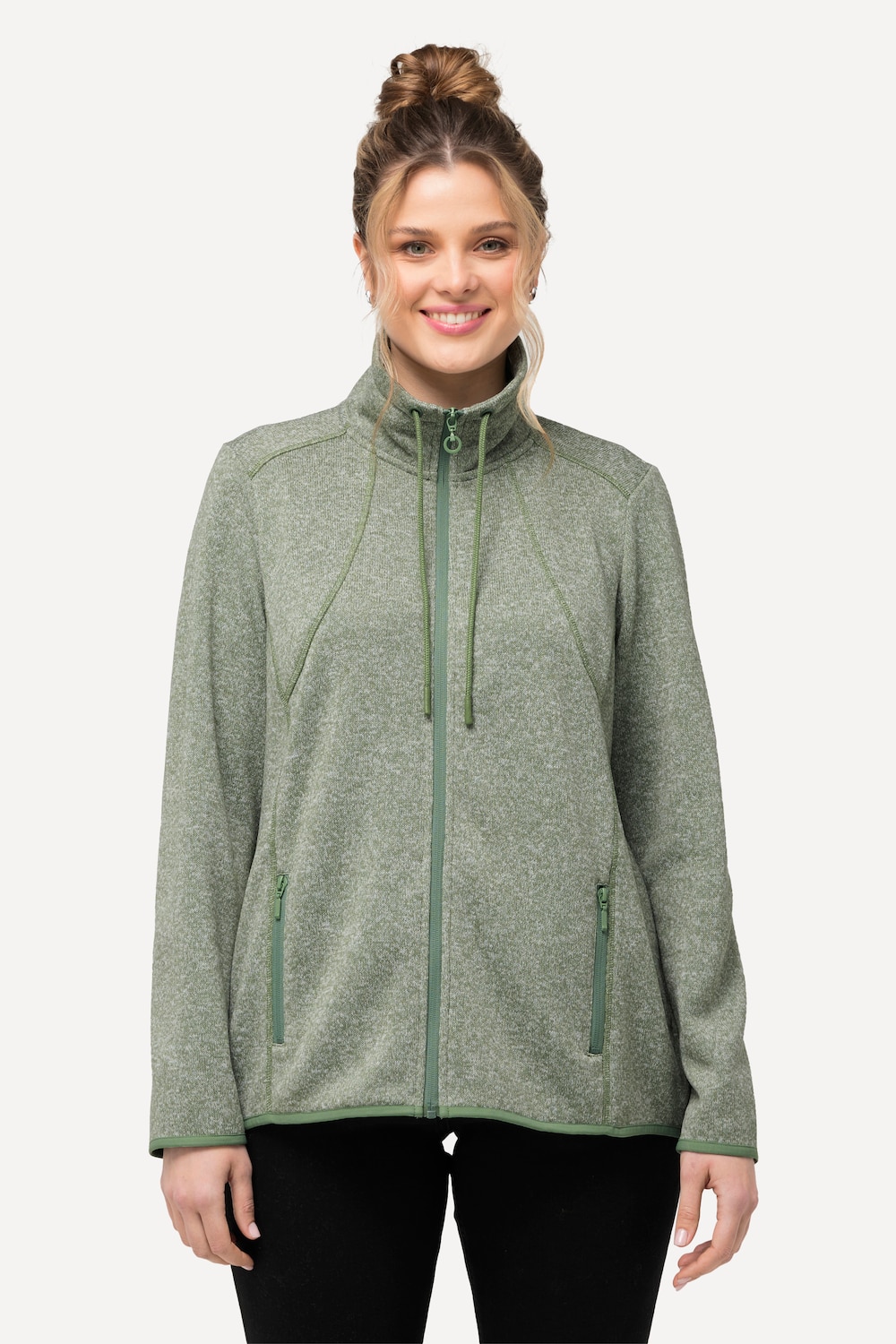 Große Größen Strickfleece-Jacke, Damen, grau, Größe: 54/56, Polyester, Ulla Popken