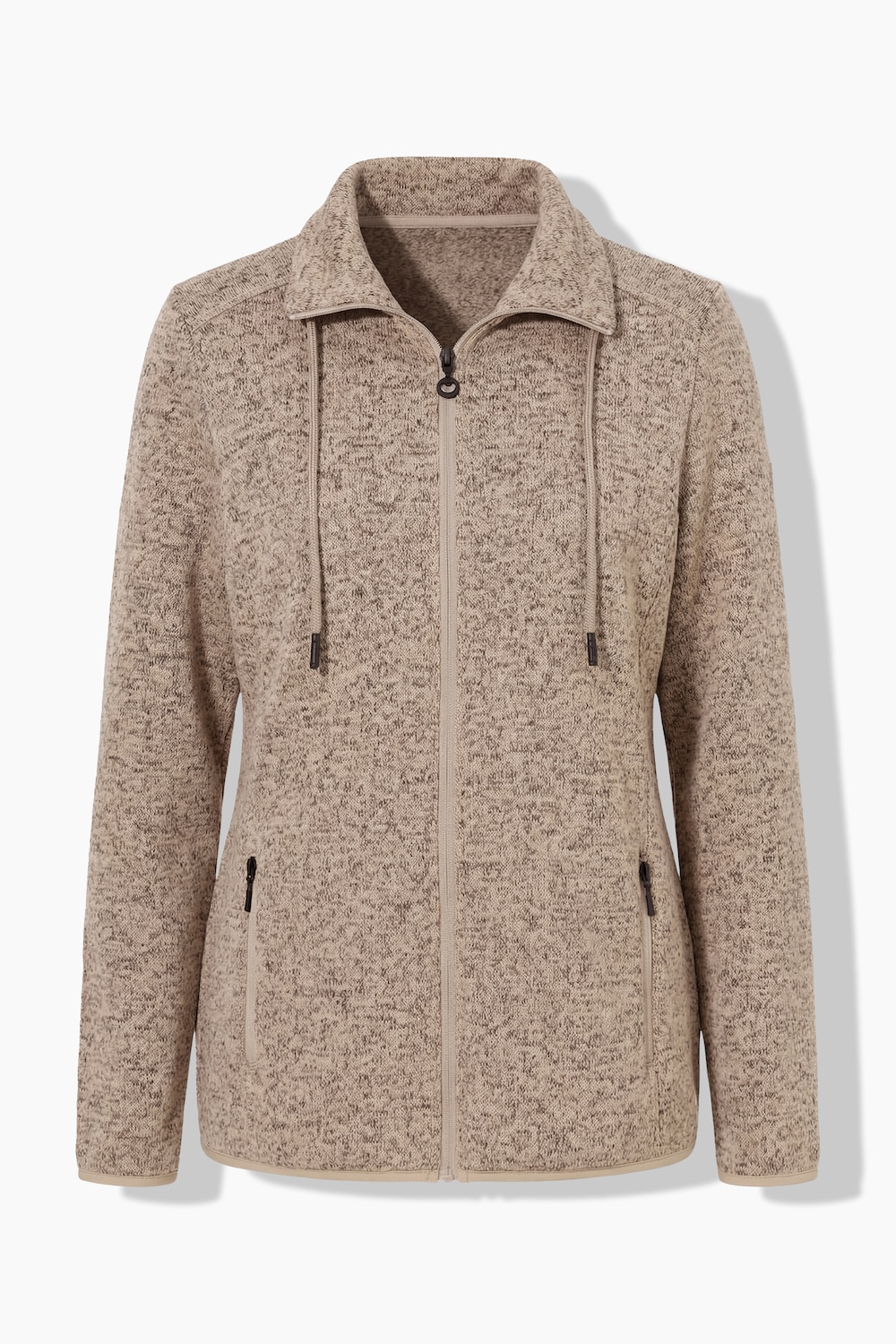 Stora storlekar Jacka i stickad fleece, Dam, brun, storlek: 46/48, Polyester, Ulla Popken