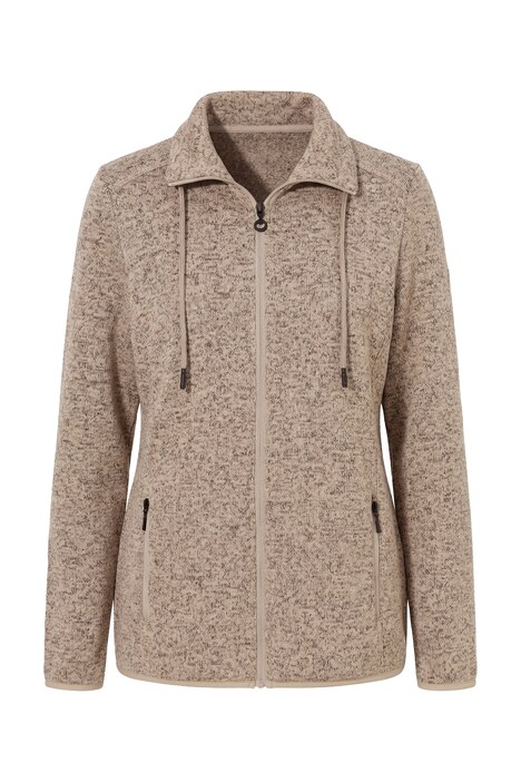 Bunda z pleteného flísu, kosočtverce, stojáček, kapsy na zip